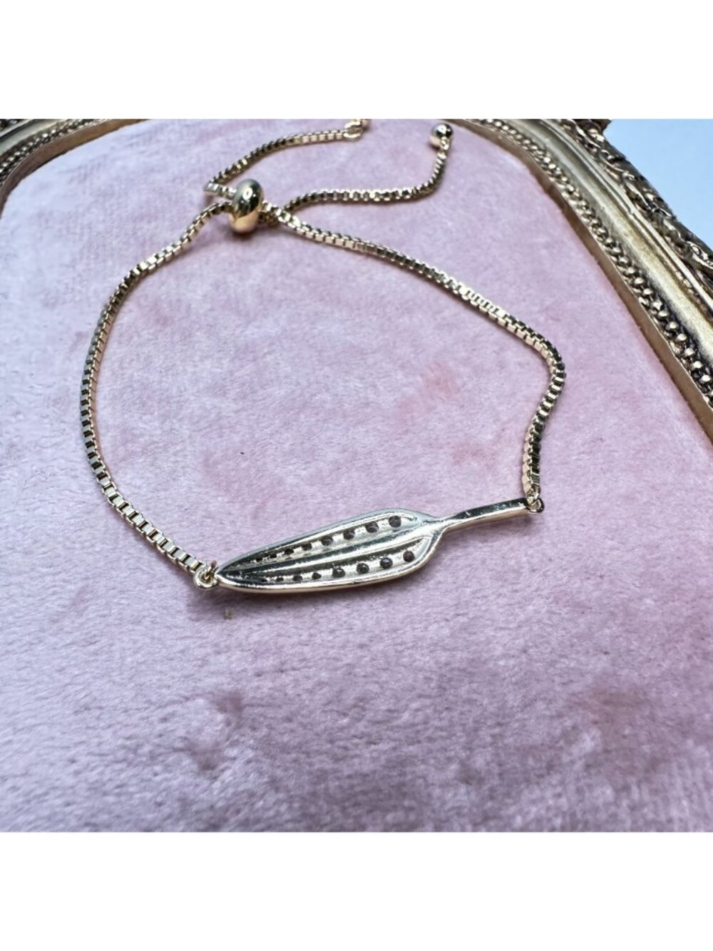 Park Lane Jewelry Gold Crystal Leaf Feather Bolo Bracelet NWOT Adjustable Slider - Picture 4 of 6